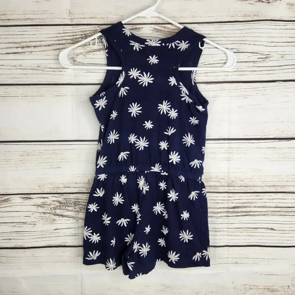 GAP Girl's Navy Blue Floral Romper Sleeveless Size S Summer Spring